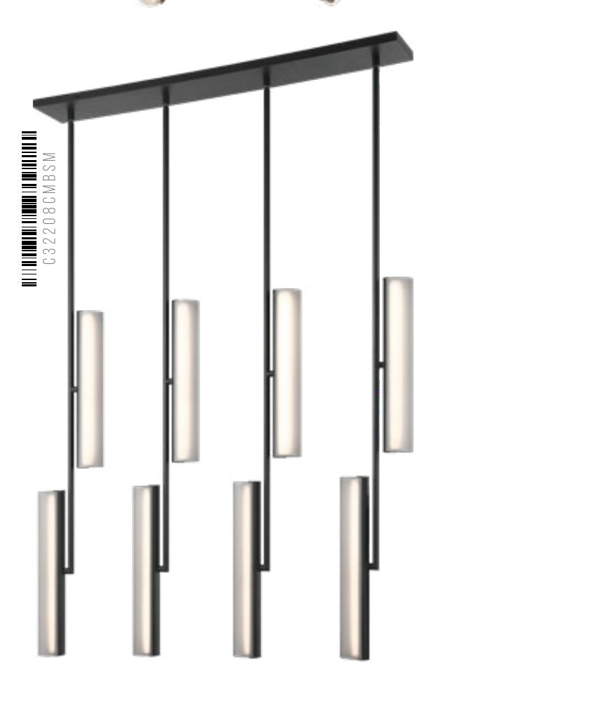 Axis 8-Light Matte Black chandelier smoked frosted glass - Matteo 2026 catalog