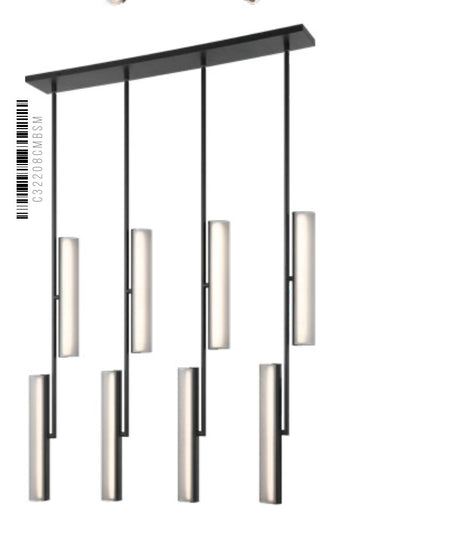 Axis 8-Light Matte Black chandelier smoked frosted glass - Matteo 2026 catalog