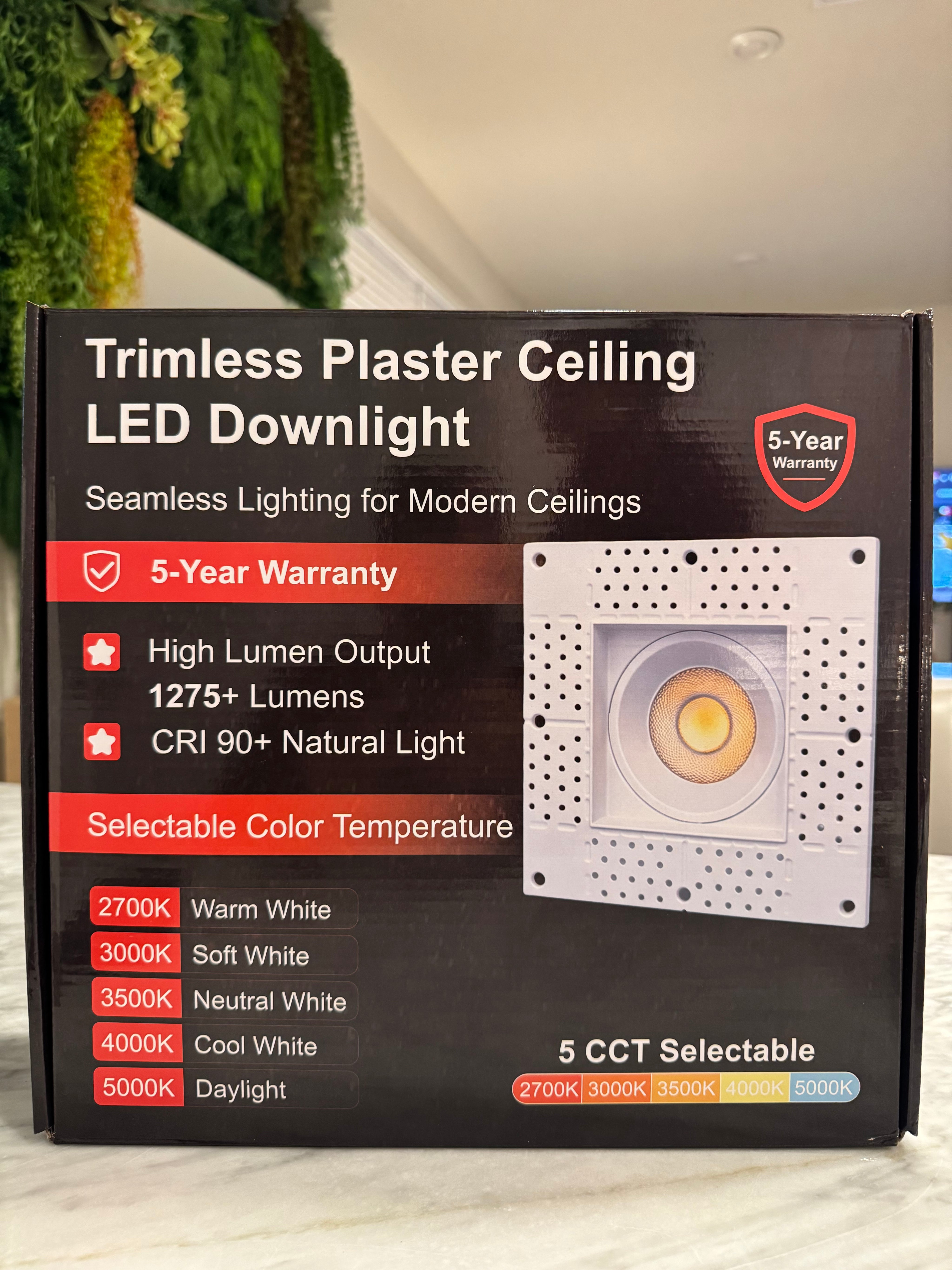 Trimless downlight angled view
