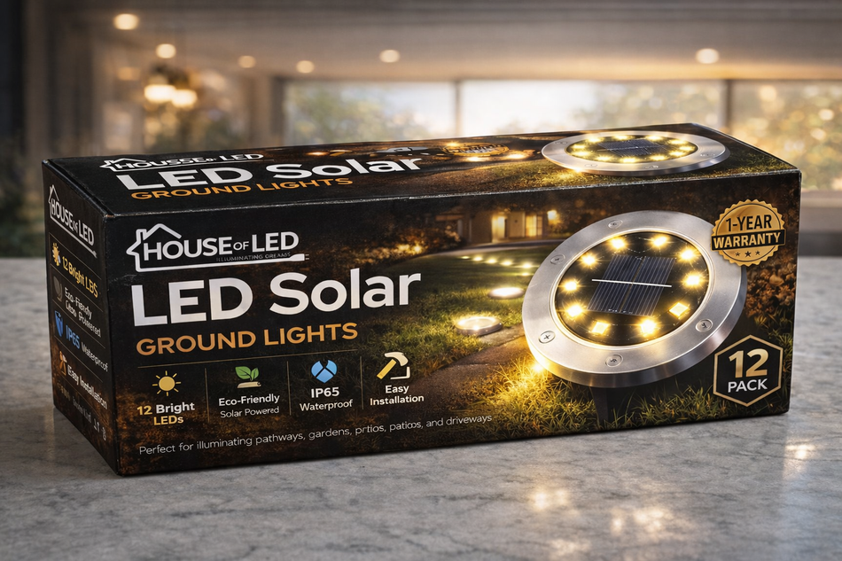 12 Pack Solar Ground Lights Outdoor Waterproof IP65”