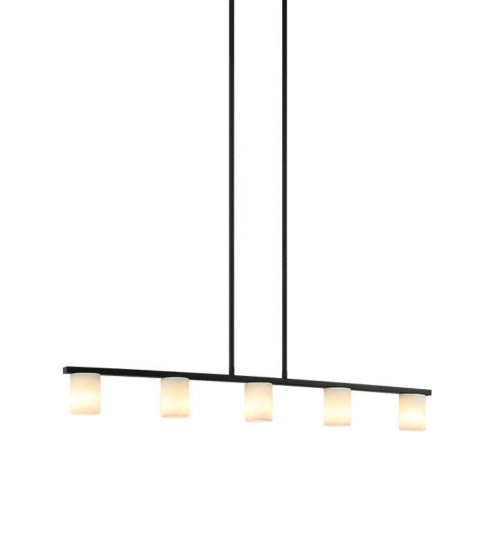 Lindy 5-Light LED Linear Chandelier 40" – Matte Black, Alabaster – Matteo Lighting