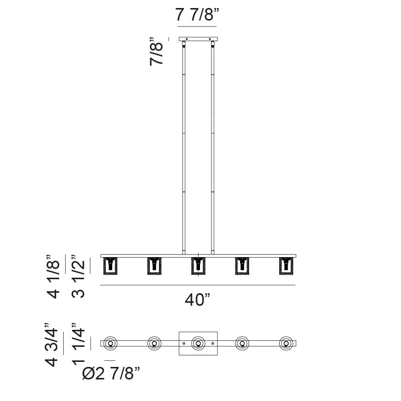 Lindy 5-Light LED Linear Chandelier 40" – Matte Black, Alabaster – Matteo Lighting