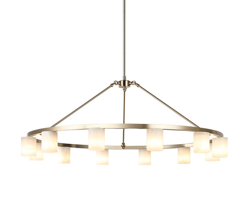 Lindy 12-Light LED Chandelier Ø40" – Champagne Gold, Alabaster – Matteo Lighting