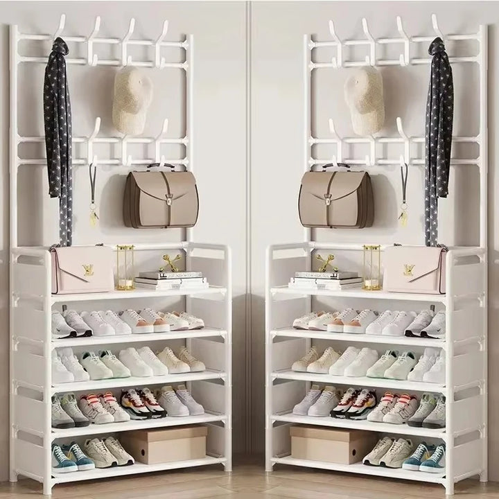 Clothes Hanger Multi-Layer Shoe Rack Doorway DIY Hat And Shoes Shelf Simple Floor-Standing Living Room Organizer Storage Racks