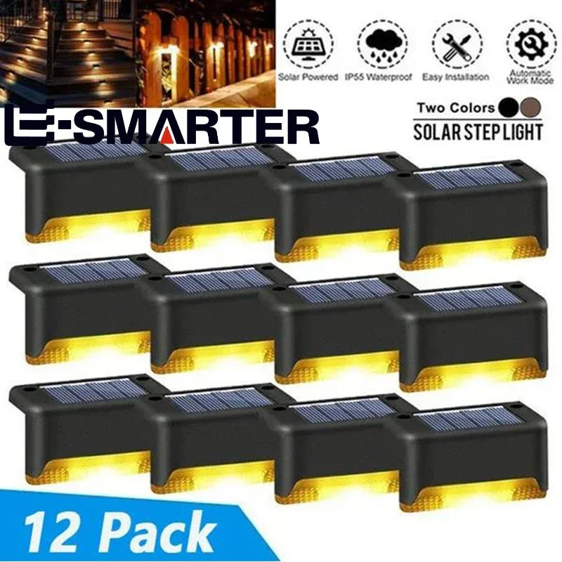 12-Pack Solar Deck Lights - Waterproof LED Outdoor Step Lamps