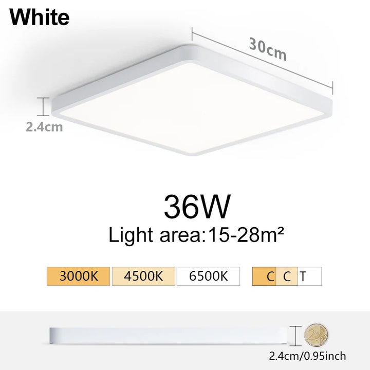 Ultra-Thin LED Ceiling Light - Square Design with Wood Finish smarT HOME