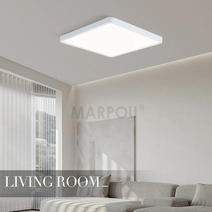 Ultra-Thin LED Ceiling Light - Square Design with Wood Finish smarT HOME