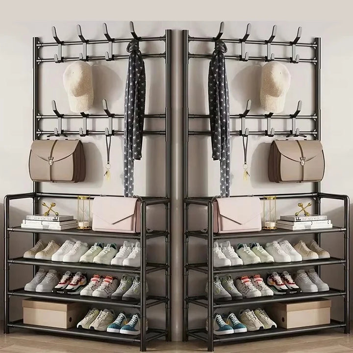 Clothes Hanger Multi-Layer Shoe Rack Doorway DIY Hat And Shoes Shelf Simple Floor-Standing Living Room Organizer Storage Racks