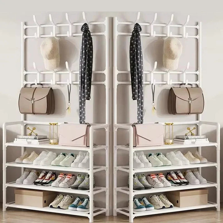 Clothes Hanger Multi-Layer Shoe Rack Doorway DIY Hat And Shoes Shelf Simple Floor-Standing Living Room Organizer Storage Racks