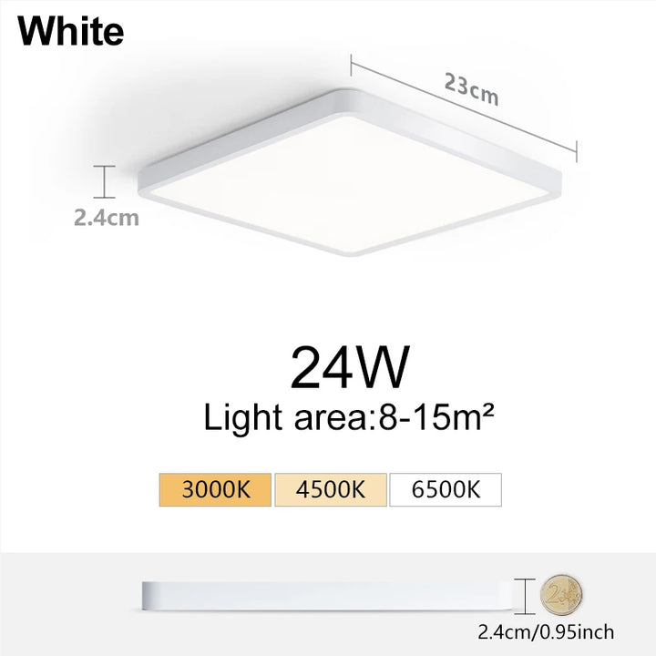 Ultra-Thin LED Ceiling Light - Square Design with Wood Finish smarT HOME