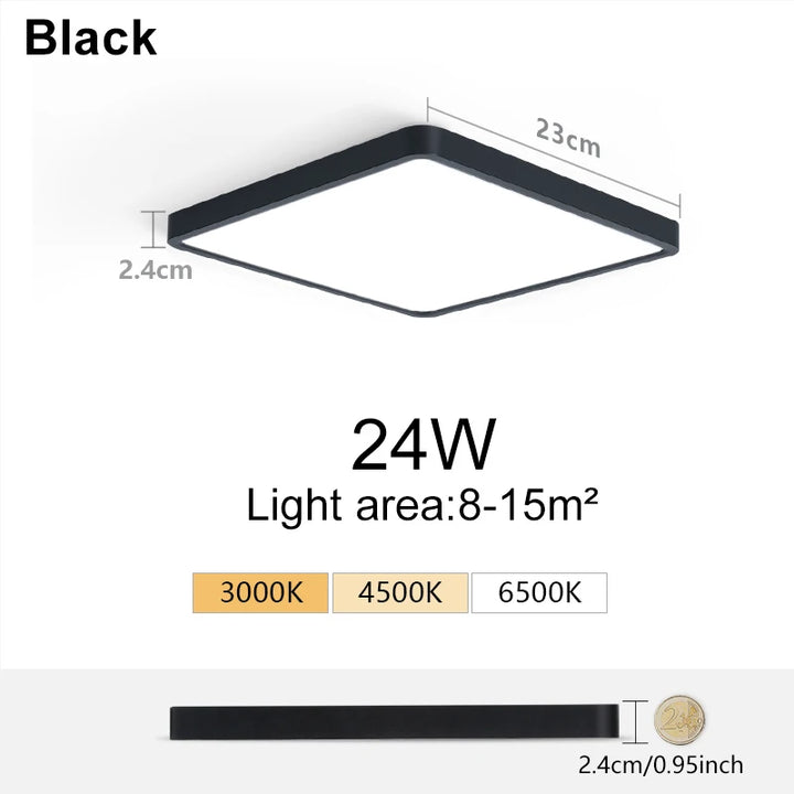 Ultra-Thin LED Ceiling Light - Square Design with Wood Finish smarT HOME