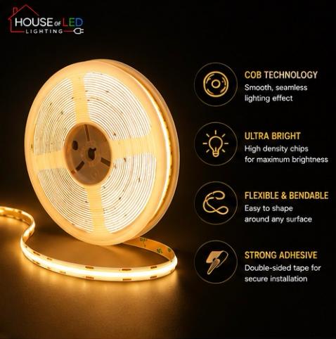Fita de LED COB 14W/m – 10 Metros (3000K)