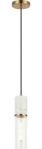 Marmor Aged Gold White Marble Pendant by Matteo Lighting C39911AG